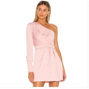 NBD Pink One Shoulder / Sleeve Short Elijah Dress - size Small NWOT